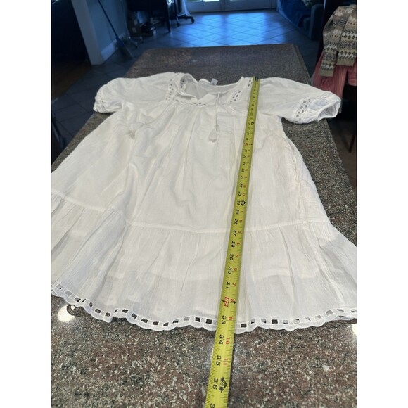 Old Navy Dress Women S White Mini Flutter Sleeve Anglaise Broderie Pockets - Picture 6 of 11